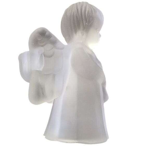 Clear Frosted Christmas Angel Candleholder - Picture 2 of 6
